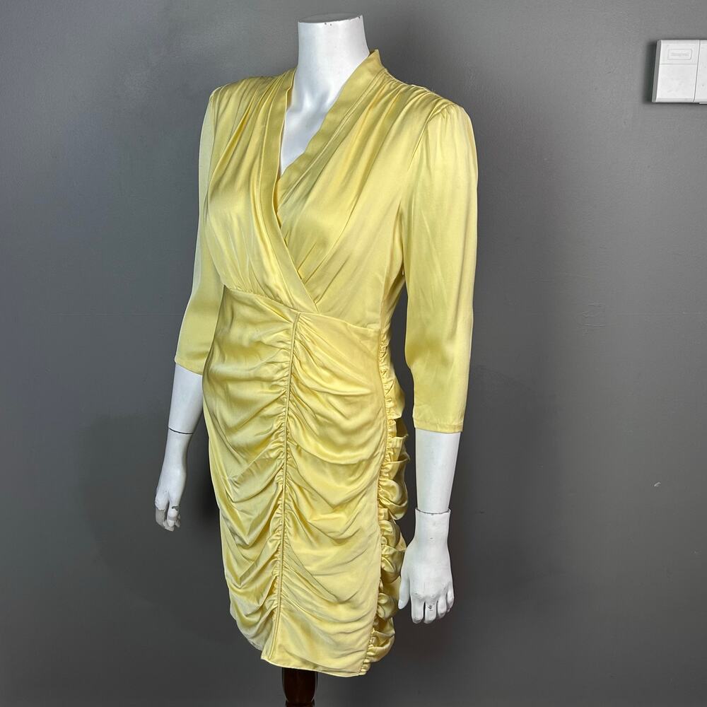 Catherine Malandrino Dress Size 6 butter Yellow‎ bodycon feminine satin vtg y2k
